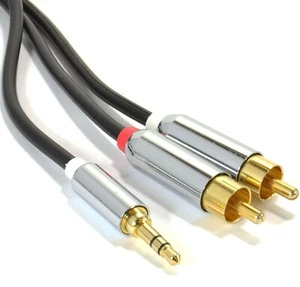 5m PRO OFC 3.5mm Stereo Jack to 2 x RCA Phono Plugs Cable Gold NEW - Picture 1 of 6