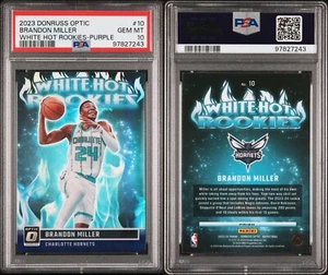 2023 Optic #10 Brandon Miller White Hot Rookies Purple Prizm PSA 10 - Bild 1 von 1