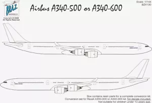 Airbus A340-600 Conversion set for Revell A330/A340 Zvezda A330 NO DECALS - Foto 1 di 10
