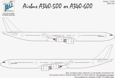 Airbus A340-600 Conversion set for Revell A330/A340 Zvezda A330 NO DECALS - Immagine 1 di 4