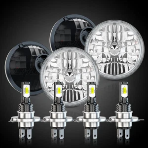For Chevy Impala El Camino 5.75" 5-3/4"Inch LED Headlights Hi/Lo Beam Angle Eyes - Picture 1 of 15