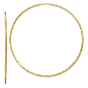 14k Yellow Gold 1.25mm Diamond-cut Endless Hoop Earrings 1.6g, L- 58mm, W- 58mm - Picture 1 of 4