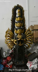 83"Purple Bronze Gilt Buddhism 1000 Arms Avalokiteshvara Guan Yin Goddess Statue - Picture 1 of 10
