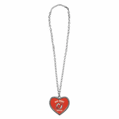 NEW JERSEY DEVILS LARGE CRYSTAL HEART NECKLACE - Image 1 of 3