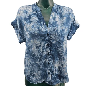 Anthropologie cloth & stone Button Tie Dye Blue Blouse Women's Size S 3364 - Picture 1 of 7