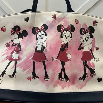 迪士尼乐园现代米妮老鼠粉色心形挎包双手柄钱包托特包 — 第 1/4 张图片