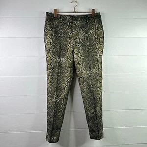 WORTHINGTON Tan Gold Gray Snake Print Straight Leg Pleated Pants Size 4 - Picture 1 of 8