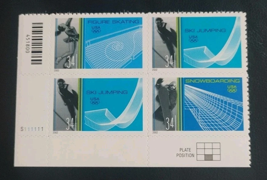 US Stamps SC#3552-3555 PLATE BLOCK OF 4 WINTER OLYMPICS MNH. Free Shipping! - Image 1 of 2