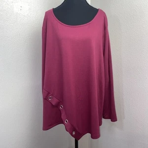 High Fifth Bluse Damen 3X Magenta Schlüsselloch Akzent 3/4 Arm Asymmetrisch - Bild 1 von 9