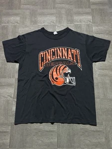 Vintage 80s Cincinnati Bengals Champion Shirt NFL Men’s XL Tee Black WHO DEY - Picture 1 of 9