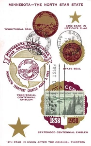 1106 3c Minnesota Centennial, mehrfarbiges Postkarten-Gütesiegel [112425.446] - Bild 1 von 1