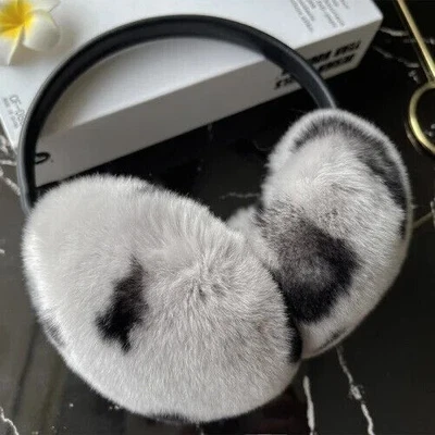 Real Rex Rabbit Fur Earmuffs  Women Winter Headphones  Furry Rabbit Fur Ear G5 - Image 1 of 4