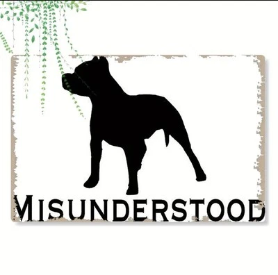 Letrero colgante de pared de hierro estilo clásico de 1 pieza silueta de perro incomprendido de 8x12 pulgadas Foto 1 de 4