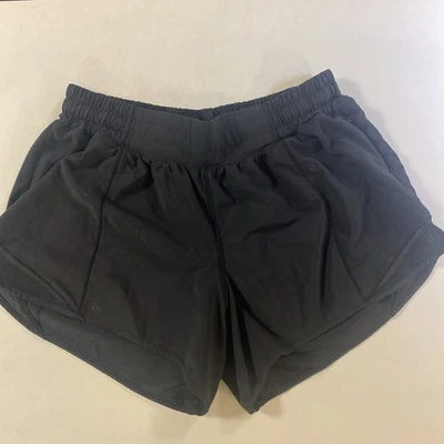 Pantalones Cortos Lululemon Hotty Hot Para Mujer 8 Altos Negros Bolsillo para Correr *Revestimiento eliminado* Foto 1 de 4