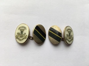 C1950s-60s SOMERSET LIGHT INFANTRY LAMBOURNE&Co HAND ENAMELLED&GILT CUFFLINKS - Picture 1 of 2
