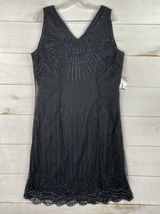 Vtg Phool Dress XL Little Black Beaded Overlay Lined Party 50's Retro Look NEW! - Picture 1 of 12