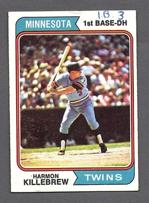 1974 Topps #400  HARMON KILLEBREW / Minnesota Twins - Writing / Read Description - Image 1 of 2