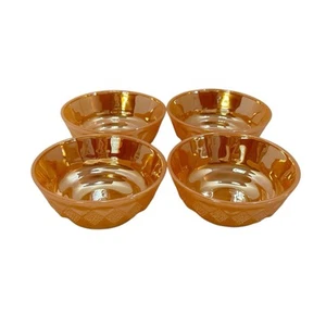 Juego de 4 cuencos de diamantes vintage Anchor Hocking Fire King Kimberly Peach Lustre - Imagen 1 de 14