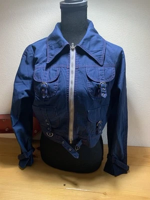 Tru Vintage Sears Style Disco Straps Jacket Navy Blue M-L 70’s 80’s Tripp - Image 1 of 4