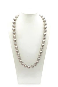 Collar Vintage Tono Plata Gris Imitación Perla 27" - Imagen 1 de 6