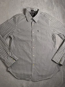 Abercrombie & Fitch Long Sleeve Shirt Men’s Extra Large Grey Striped Button Down - Picture 1 of 14
