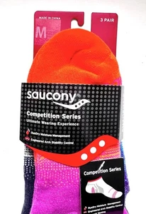 NEU 3 PAAR PACK SAUCONY COMPETITION SERIE UNSICHTBARE DAMENSOCKEN GRÖSSE MEDIUM 9-11 - Bild 1 von 4