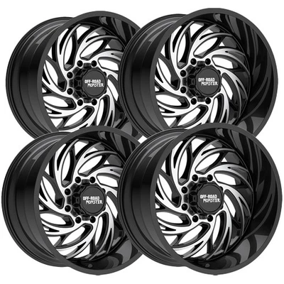 (Set-4) Off Road Monster M29 22x12 6x135/6x5.5" -44mm Black/Machined Wheels Rims - Image 1 of 4