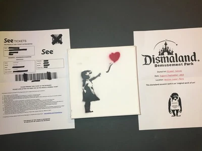 罕见艺术 Dismaland 喷雾帆布绘画 WSM 15 Banksy — 第 1/3 张图片