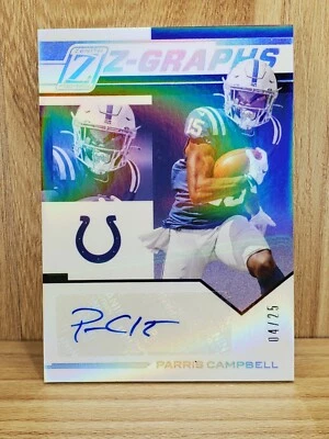 2020 Zenith PARRIS CAMPBELL Silver Z-Graphs Autograph Card Indy Colts WR SSP /25 - Image 1 of 2