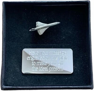 Personalised Gift Box & Hand Made Pewter Concorde Pin Badge ENGRAVED FREE - Picture 1 of 4
