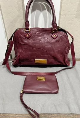 Marc by Marc Jacobs Burgundy Textured Genuine Leather Shoulder Bag, Purse+Wallet - Image 1 of 4