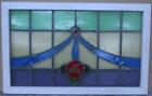 OLD ENGLISH LEADED STAINED GLASS WINDOW TRANSOM MACKINTOSH ROSE 31 1/2 x 19 1/2
