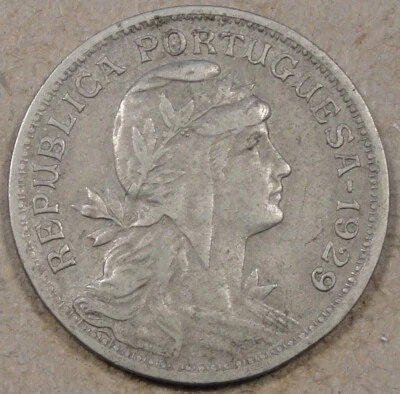 葡萄牙 1929 年 50 Centavos 更好等级如图所示 — 第 1/2 张图片