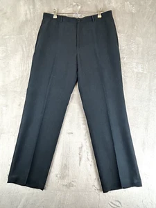 Calvin Klein Men's Black Pin Striped Flat Front Pants 36x32 Polyester Blend - Picture 1 of 8