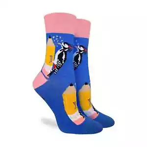 Afilador de pájaros para mujer calcetines crew talla 9-11 buena suerte pájaro carpintero moda nuevos - Imagen 1 de 1