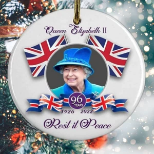 Queen Elizabeth ll In Memory Memorial Christmas Bauble Tree Decoration - Picture 1 of 2