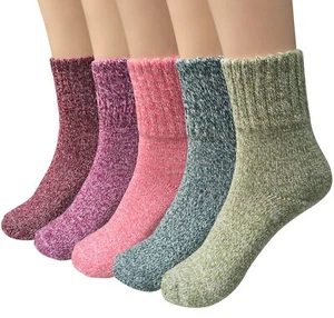 5 Pairs Womens Vintage Winter Warm Thick Knit Wool Cozy Crew SocksFree sizeMu... - Picture 1 of 6