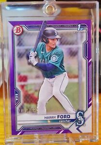 2021 Bowman Draft BD1 Harry Ford 1st Paper SP Purple #'d 92/250 Seattle Mariners