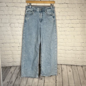 American Eagle Jeans Super High Rise Baggy Wide Leg Size 4 Distressed - Picture 1 of 13