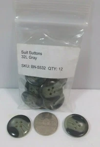 12 botones de traje ~ infusión gris y negro ~ 4 agujeros  - Imagen 1 de 2