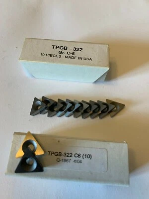 NEW 10 PCS. USA ,TPGB 322 ,C 6 GRADE INDEXABLE CARBIDE INSERTS