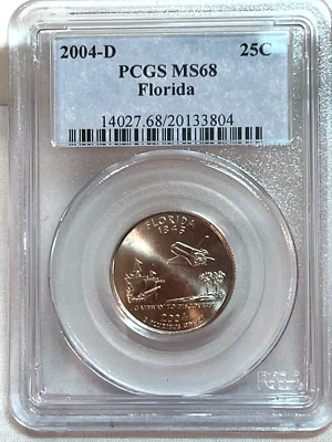 2004 D  Forida State Quarter PCGS MS68 Cert# 20133804 - Image 1 of 4