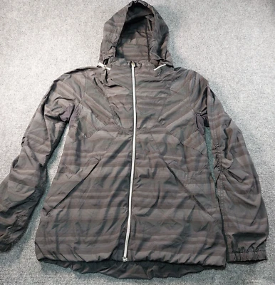 Chaqueta Lululemon Hustle Multi Poncho Rayas Con Capucha Agujeros para el Pulgar Cremallera Correr Talla 8 Foto 1 de 4