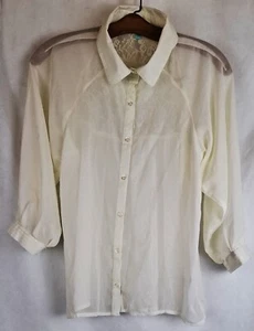 The Arte by Zenna Bluse Top creme transparent Knopfleiste Gr. S - Bild 1 von 13