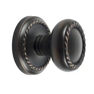 Emtek Oil Rubbed Bronze Rope Reversible Two-Sided Dummy Door Knob Set 8051 - Picture 1 of 6