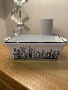 Tk Maxx Homesense Halloween Black & White Witch Flying Serving Dish Rare!, New - Picture 1 of 6