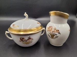 Royal Copenhagen Golden Basket Cream Sugar Set 1960s Porcelain Coffee Tea - Picture 1 of 12