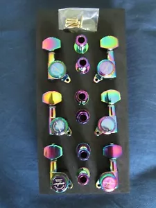 GUYKER 3L+3R LOCKING TUNERS WITH 18: 1 GEAR RATIO & CHAMELEON RAINBOW FINISH - Picture 1 of 8