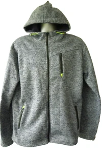 MENS Size XL Navy Blue Marl High Neck Jersey Full Zip Hooded Jumper Cardigan Top - Picture 1 of 10