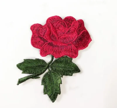 3 1/2" Red Rose Applique Patch - Flower, Bloom, Love Badge - Sew-On - Image 1 of 2
